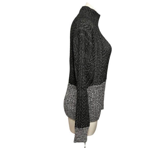 Splendid Cable Knit Colorblock Mock Neck Sweater - Picture 4 of 7